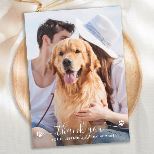 Paw Prints Personalised Pet Photo Dog Wedding Thank You Card