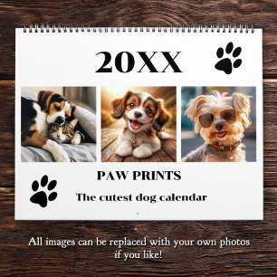 Paw Prints Pet Dog Photo Art Large Calendar