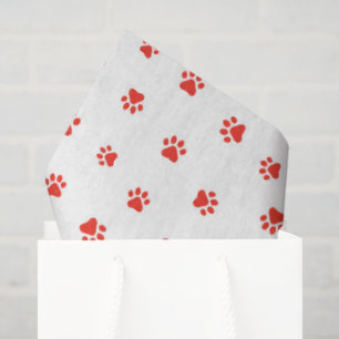 Paw Prints Pet Lovers Dogs Cats Pets Red Fun Tissue Paper