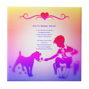Paw Prints Pet Memorial Poem Personalized Rainbow Ceramic Tile
