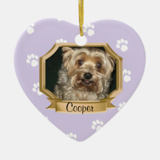 Paw Prints Pet Photo Frame Purple Ceramic Tree Decoration