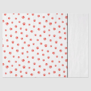 Paw Prints Pets Dogs Cats Red Two Tone Fun Tissue Paper