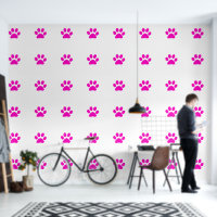Paw Prints Pets Pink White Simple Animal Pattern