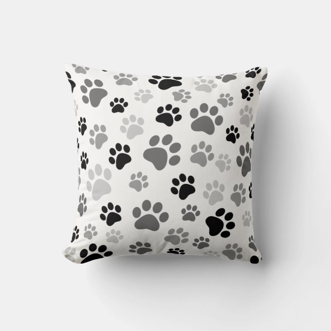 Paw prints pillow black and white (Front)