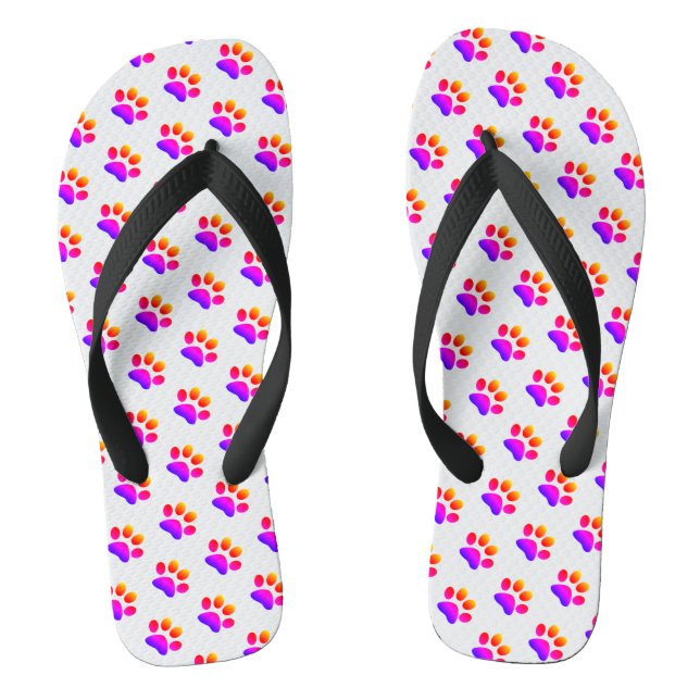 Paw Prints Pink Purple Animal Patterns Cute Cool Thongs (Footbed)