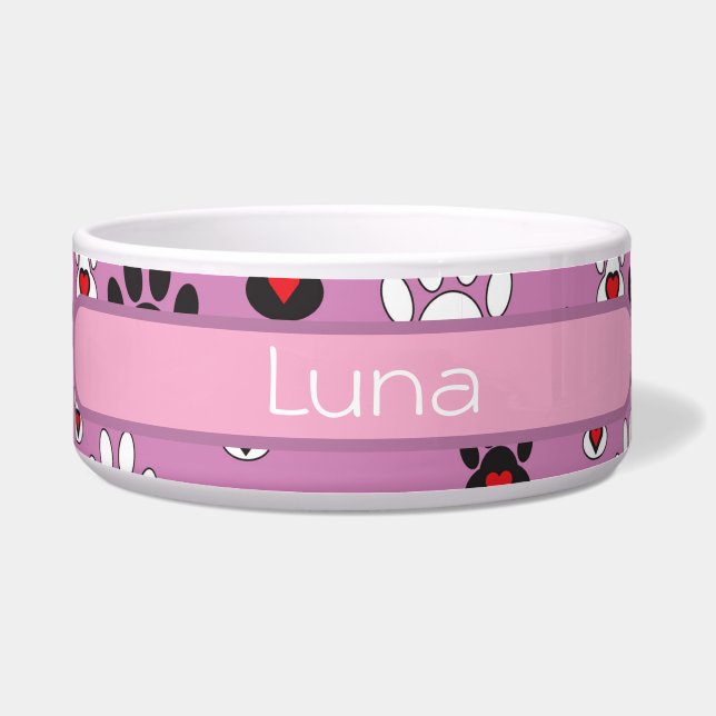 Paw Prints pink red heart name (Front)