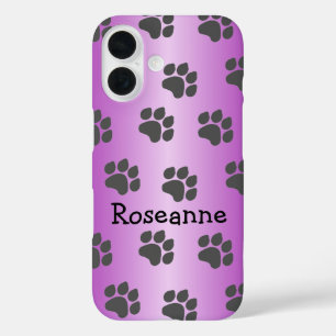 Paw Prints Purple iPhone 16 Case