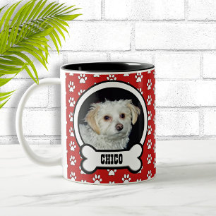 Paw Prints Red Pet Photo Mug