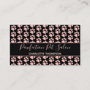Paw Prints Rose Gold Glitter Pink Dog Grooming Business Card