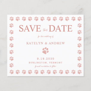 Paw Prints Rose Gold Save The Date Invitation