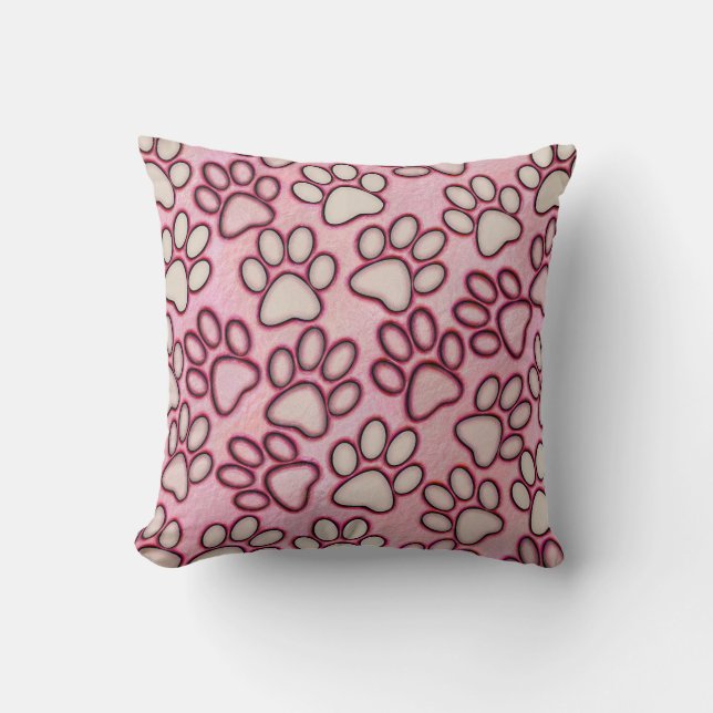 Paw Prints Throw Pillow (Front)