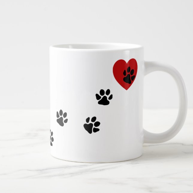 Paw Prints To My Heart Large Coffee Mug (Right)
