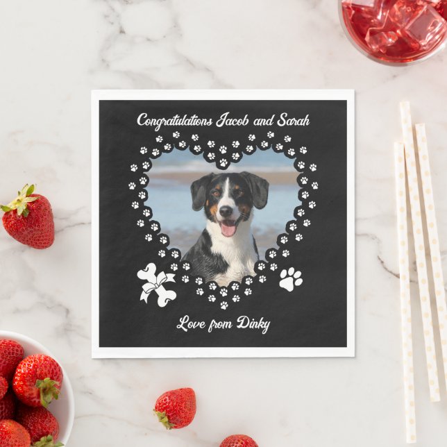 Paw Prints Wedding Napkin With Your Pets Photo (Insitu)