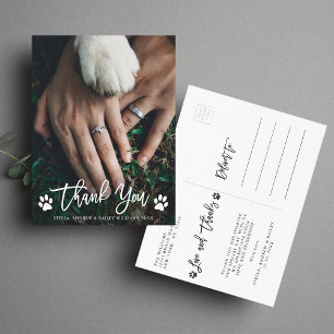 Paw Prints Wedding Thank You Photo Postcard