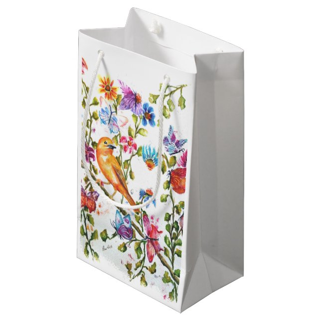 PAW PRINTS YELLOW BIRD SMALL GIFT BAG (Front Angled)