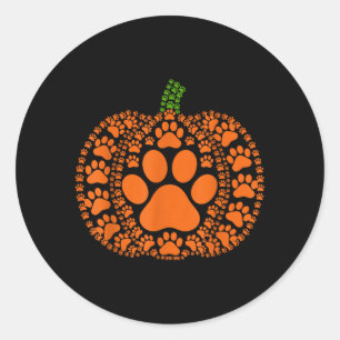 Paw Pumpkin Design Matching Halloween Thanksgiving Classic Round Sticker