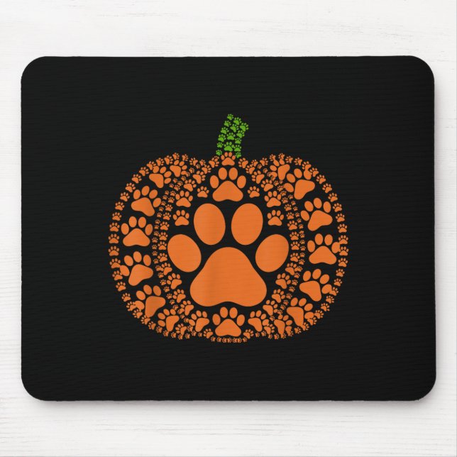Paw Pumpkin Design Matching Halloween Thanksgiving Mouse Pad (Front)