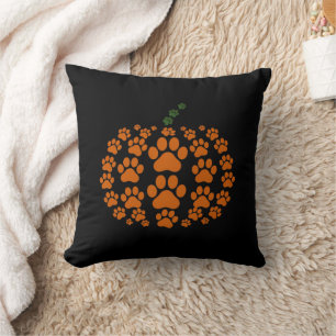 Paw Pumpkin Paw Print Dog Thanksgiving Cushion