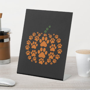 Paw Pumpkin Paw Print Dog Thanksgiving Pedestal Sign
