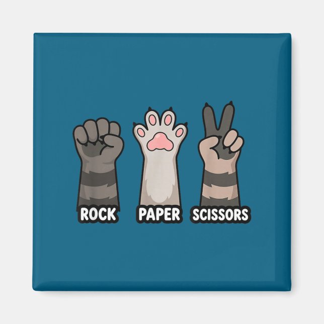 Paw Racoon Rock Paper Scissors Magnet (Front)