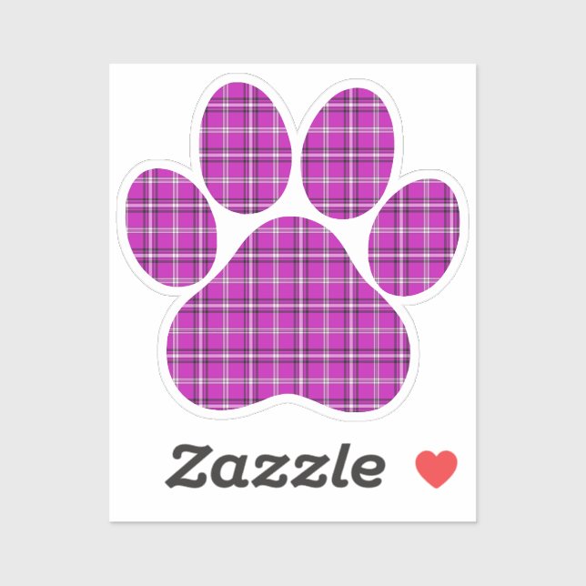 Paw Shape Plaid Pink Purple Cat Dog (Sheet)