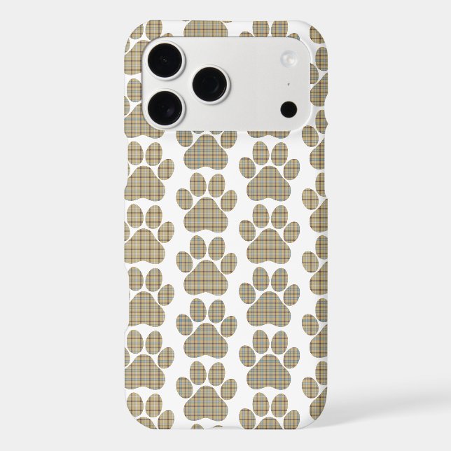 Paw Shape Plaid Tan Dog Cat iPhone Slim Case (Back)