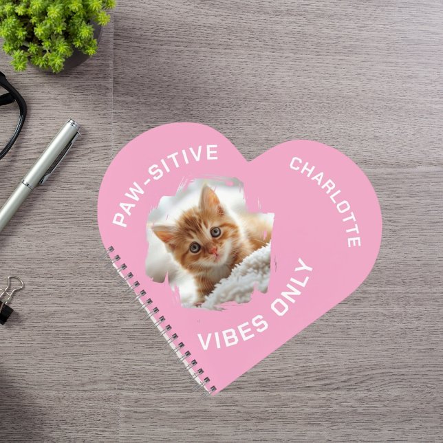 Paw-sitive vibes only cat photo girl notebook (Creator Uploaded)
