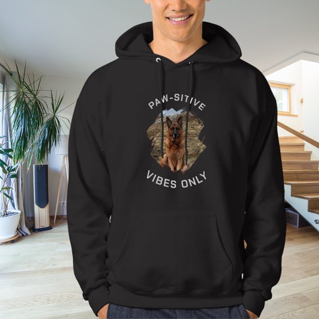 Paw-sitive vibes only dog photo black hoodie (Creator Uploaded)