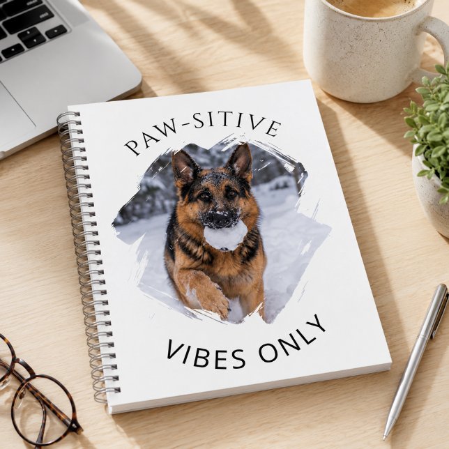 Paw-sitive vibes only German Shepherd GSD photo Notebook (Creator Uploaded)
