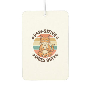 Paw-Sitive Vibes Only Meditating Cat Retro Design_ Car Air Freshener