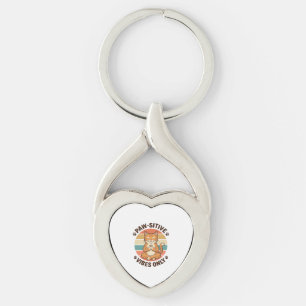 Paw-Sitive Vibes Only Meditating Cat Retro Design_ Key Ring
