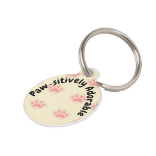 "Paw-sitively Adorable" Personalised Pink Paw Prin Pet Tag