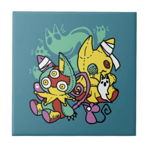 Paw-sitively Frightful   Monstrous Cats Halloween  Ceramic Tile