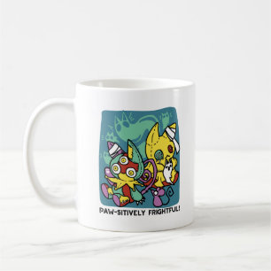 Paw-sitively Frightful   Monstrous Cats Halloween  Coffee Mug