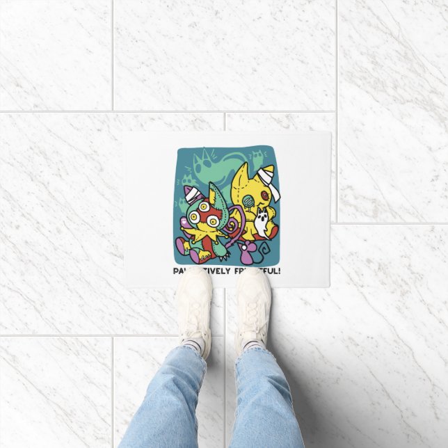Paw-sitively Frightful | Monstrous Cats Halloween  Doormat (Indoor)
