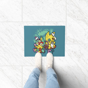 Paw-sitively Frightful   Monstrous Cats Halloween  Doormat