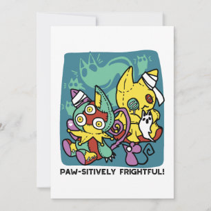 Paw-sitively Frightful Monstrous Cats Halloween Holiday Card