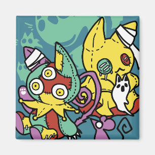 Paw-sitively Frightful Monstrous Cats Halloween Magnet