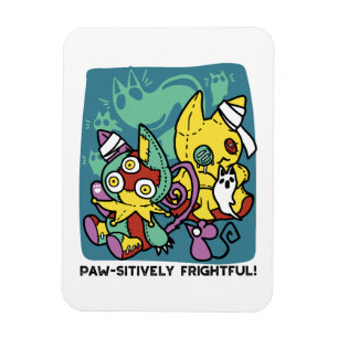 Paw-sitively Frightful Monstrous Cats Halloween Magnet