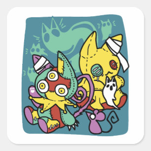 Paw-sitively Frightful Monstrous Cats Halloween Square Sticker