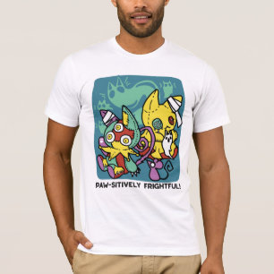 Paw-sitively Frightful   Monstrous Cats Halloween  T-Shirt