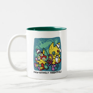 Paw-sitively Frightful   Monstrous Cats Halloween  Two-Tone Coffee Mug
