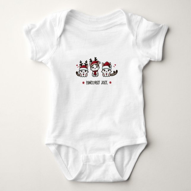 Paw-sitively Jolly – Cute Festive Christmas Baby Bodysuit (Front)