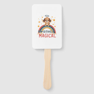 Paw-sitively Magical Puppy Vintage Rainbow Angel D Hand Fan
