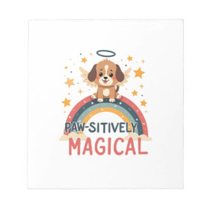 Paw-sitively Magical Puppy Vintage Rainbow Angel D Notepad