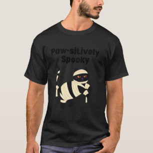 Paw-sitively Spooky Black Cat Mummy Halloween Cost T-Shirt