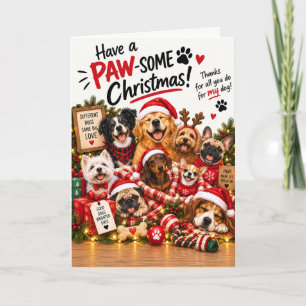 Paw-some Christmas Thank you Dog Lover Holiday Card