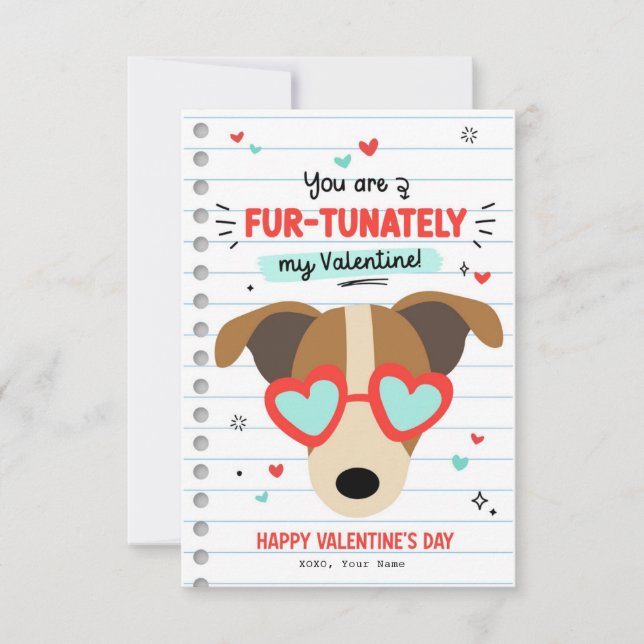 Paw-some Dog Pun Kids Classroom Valentines card  (Front)