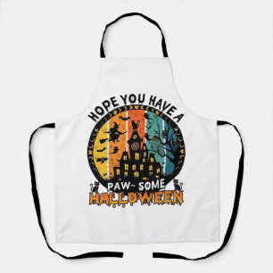 Paw Some Halloween Haunted House Witch Black Cats_ Apron