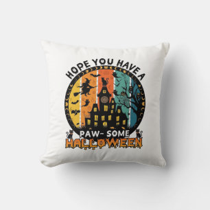 Paw Some Halloween Haunted House Witch Black Cats_ Cushion